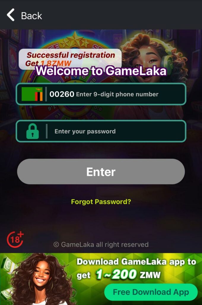 Registration process GameLaka